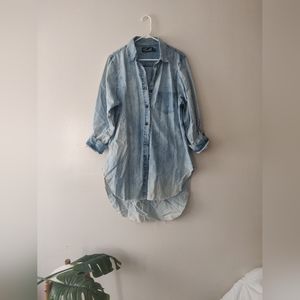 High Low Denim Button Down